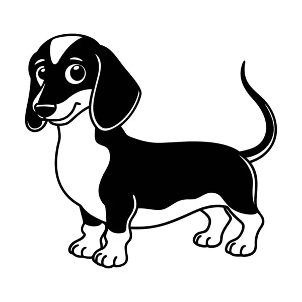 Şirin Dachshund köpek yavrusu silueti çizimi