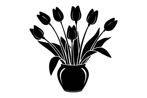 Çiçek sekmesi vektör biçimi siluetinde laleler