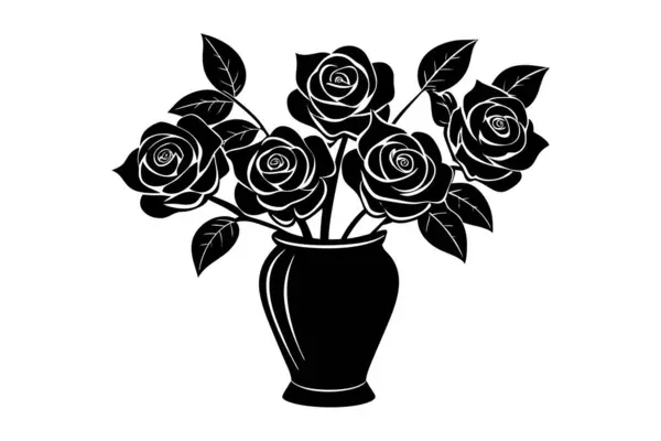 Çiçek sekmesi vektör biçimi siluetinde güller