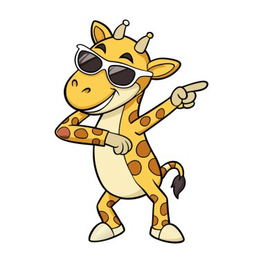 Çizgi film Ziraf, güneş gözlüğü vektör çizimi takıyor.