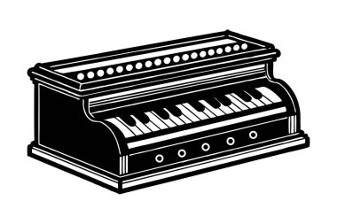 Harmonyum siyah beyaz illüstrasyon