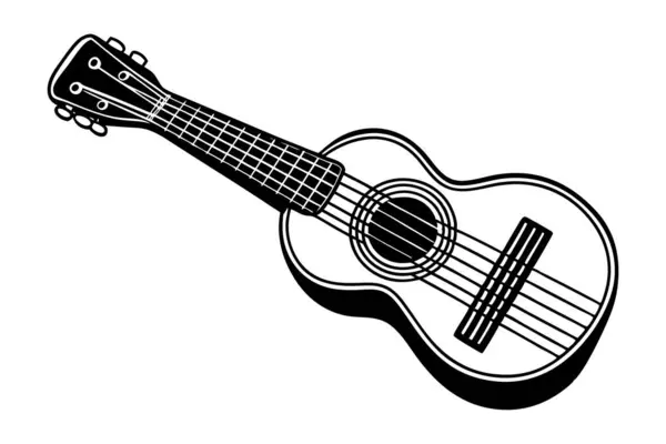 Ukulele siyah beyaz illüstrasyon