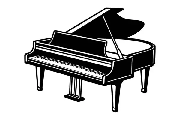 Piyano siyah beyaz illüstrasyon