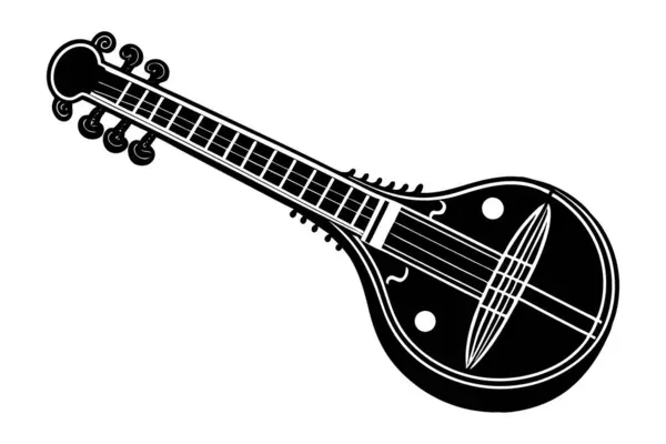 Sitar siyah ve beyaz çizimi