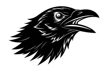 Karga başlı baş görünüm sanat illüstrasyonu silueti