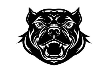 Buldog kafası silueti. Önden görünüşlü sanat çizimleri.