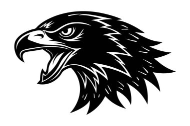 Kartal kafası silueti. Sanat çizimi.