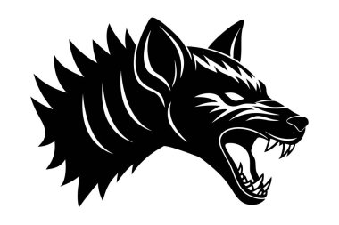 Sırtlan kafası silueti. Resim çizimi.