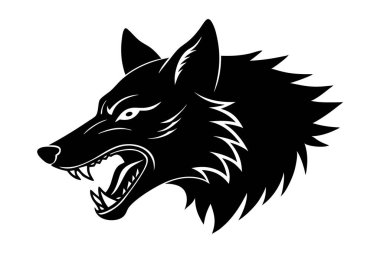 Silhouette of wolf head side view art illustration clipart