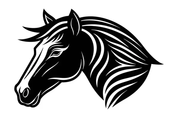 At kafasının silueti. Sanat çizimi.