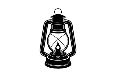 Eski moda bir fenerin siyah beyaz çizimi.