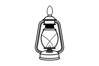 Eski moda bir fenerin siyah beyaz çizimi.