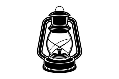 Eski moda bir fenerin basit bir siyah beyaz çizimi.