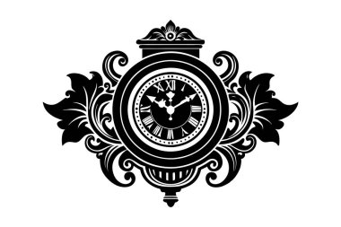 Klasik duvar saati siluet vektör sanat çizimi