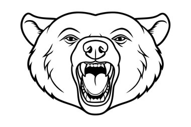 Bir ayı suratının çığlığının çizgili çizimi