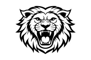 Aslan suratlı bir aslanın bağırışının çizgi çizimi