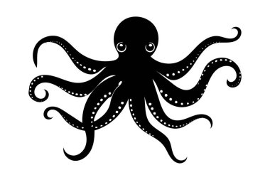 Dev Pasifik Ahtapot silueti sanat illüstrasyonu