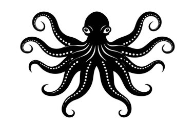 Dev Pasifik Ahtapot silueti sanat illüstrasyonu