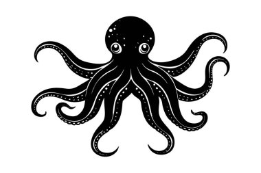 Yaygın Ahtapot silüeti resim çizimi