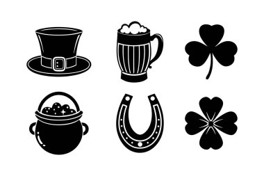 St. Patrick Günü vektör simgeleri siluet tasarımı