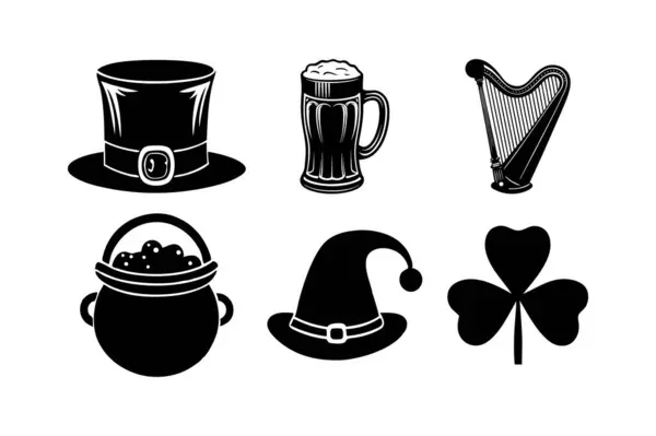 St. Patrick Günü vektör simgeleri siluet tasarımı