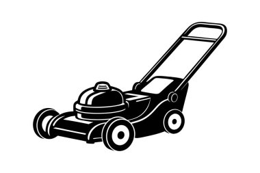 Öz güdümlü Mower vektör biçimi siluet tasarımı