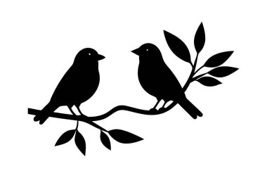 İki kuşun siluet çizimi ve yüz yüze.