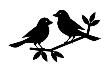 İki kuşun siluet çizimi ve yüz yüze.