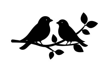 İki kuşun siluet çizimi ve yüz yüze.