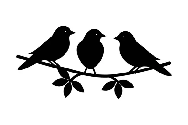 Üç kuşun siluet çizimi ve yüz yüze.