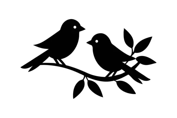İki kuşun siluet çizimi ve yüz yüze.