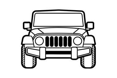 Off Road Jeep ön görünüm vektör sanat illüstrasyonunun satır sanatı