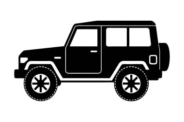 Off-Road Jeep yan görüş vektör sanat illüstrasyonunun silueti