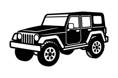 Off-Road Jeep vektör sanat illüstrasyonunun silueti