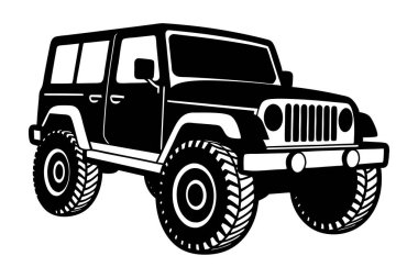 Off-Road Jeep vektör sanat illüstrasyonunun silueti
