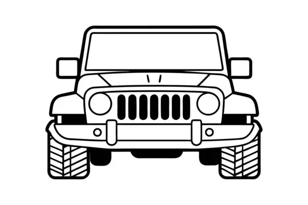 Off Road Jeep ön görünüm vektör sanat illüstrasyonunun satır sanatı