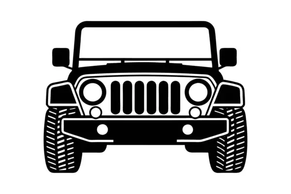 Off-Road Jeep ön görünüm vektör sanat illüstrasyonunun silueti