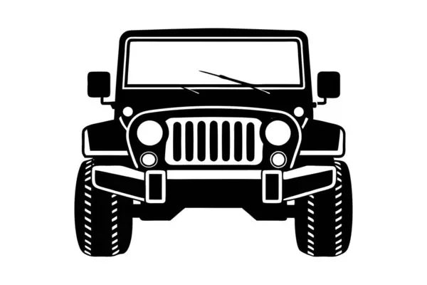 Off-Road Jeep ön görünüm vektör sanat illüstrasyonunun silueti