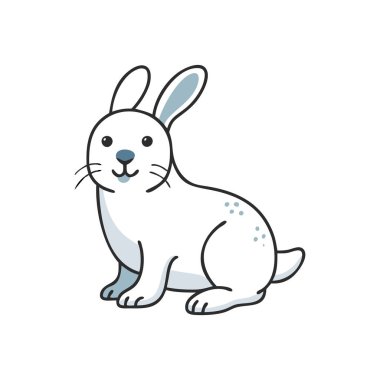 Sevimli küçük tavşan vektör çizim karikatür izole üzerinde beyaz arka plan