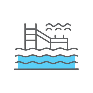 yüzme havuzu vektör çizgisi renk simgesi