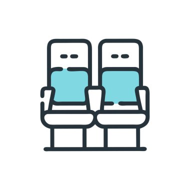 İki sandalye vektör simgesi. İki, renk işareti. izole resim.