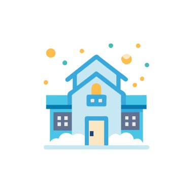 Kışlık ev düz renk ikonu. Noel vektörü. Kış tatili Kış tatili Kış tatili Yeni yıl kış tatili. izole vektör illüstrasyonu.