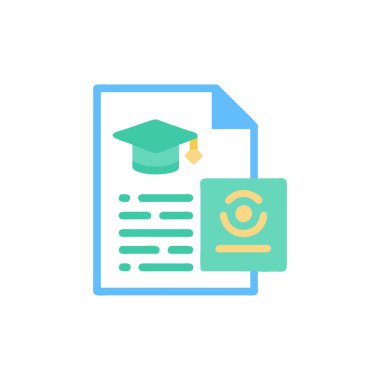 mezuniyet şapkası ve kitap vektörü simgesi.