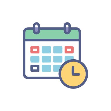 Zaman yönetimi simgesi vektörü. Düz çizgi işareti. sembol üzerinde izole