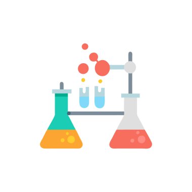 Laboratuvar testi düz biçim ikonu tasarımı, bilim araştırması ve laboratuvar temalı vektör illüstrasyonu