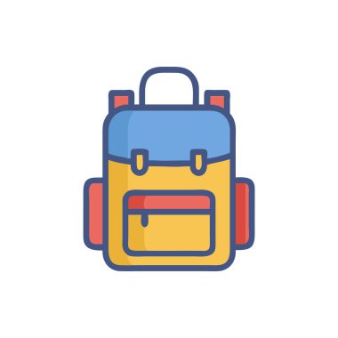 Sırt çantası ikon vektörü. İnce çizgi işareti. İzole edilmiş kontür sembolü gösterimi