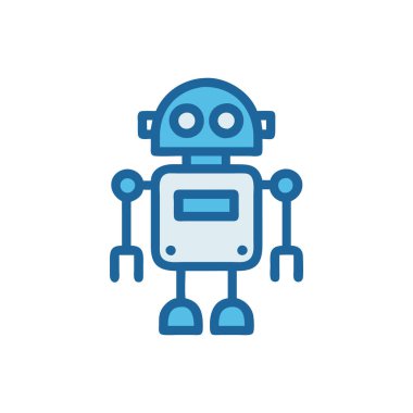 Robot simgesi. özet çizimi beyaz arkaplanda izole edildi
