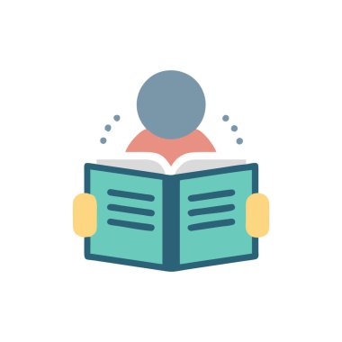 Beyaz arkaplanda izole edilmiş simge vektörü okunuyor, kitap şeffaf işareti