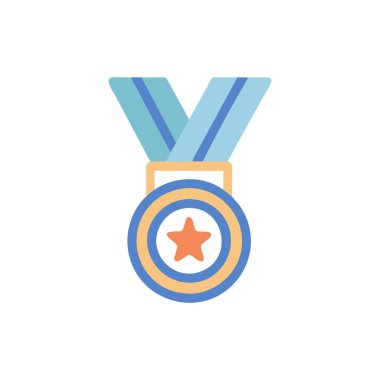 madalya vektörü düz renk simgesi