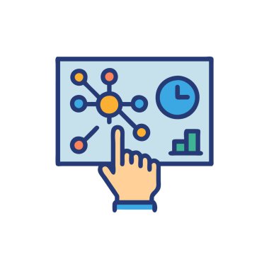 iş yönetimi düz simgesi, vektör illüstrasyonu